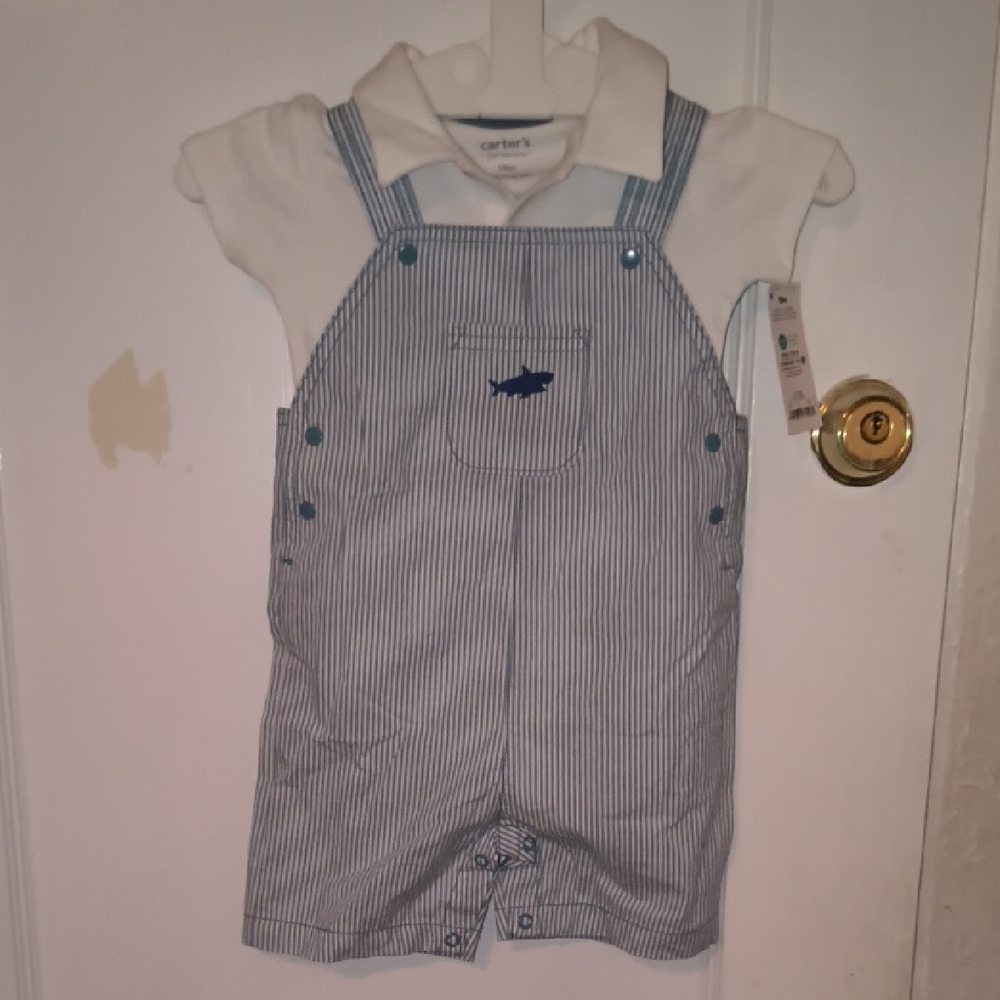 NWT Carter's | Navy and White Striped Overalls